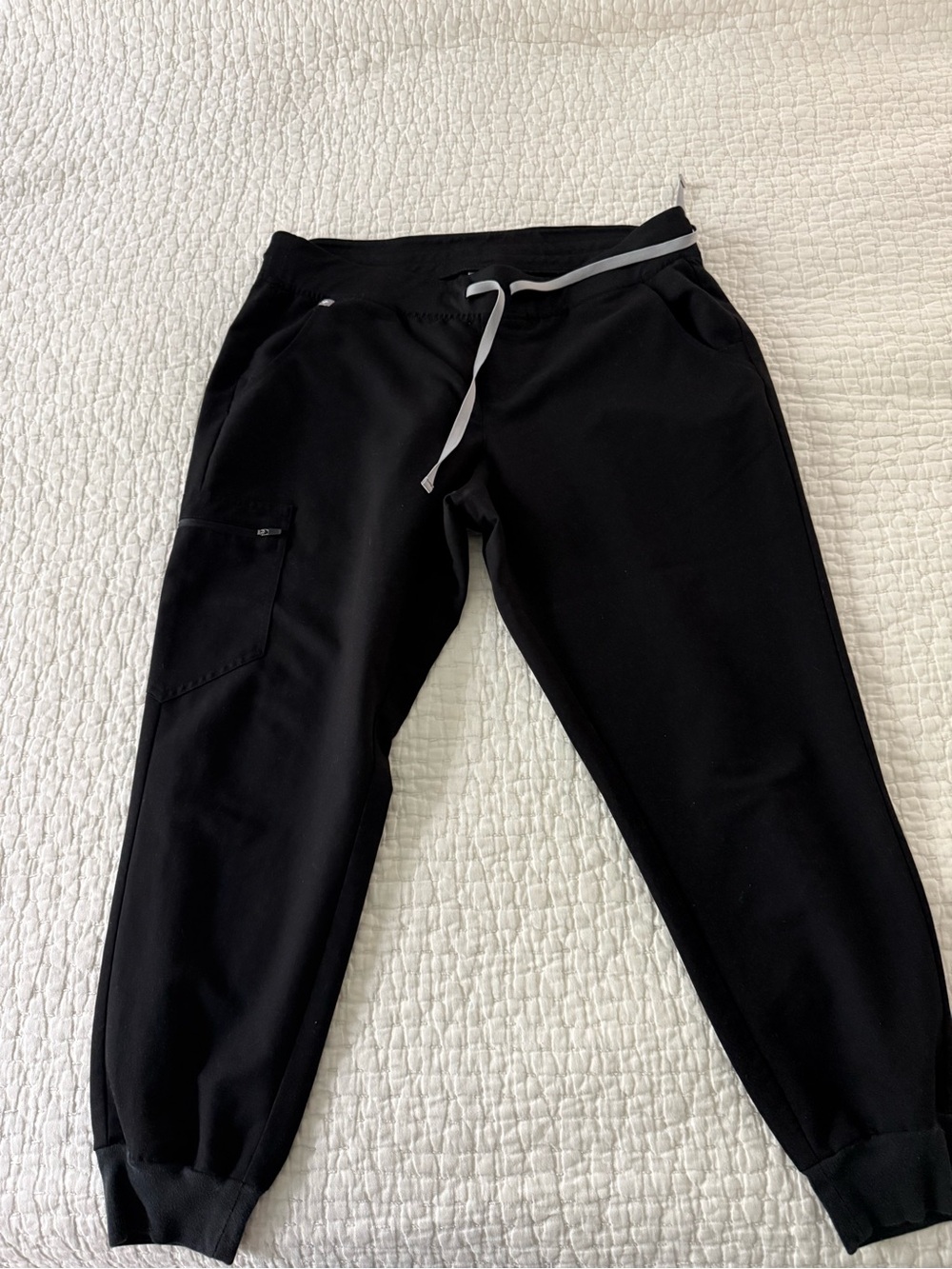 Figs Black Jogger Pants with Gray Drawstring